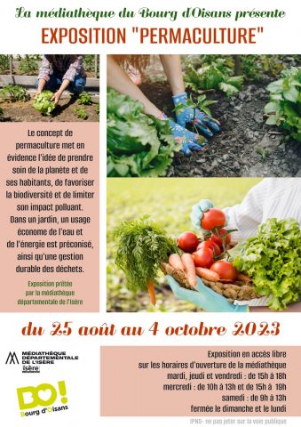 Affiche expo permaculture médiathèque Bourg d’Oisans