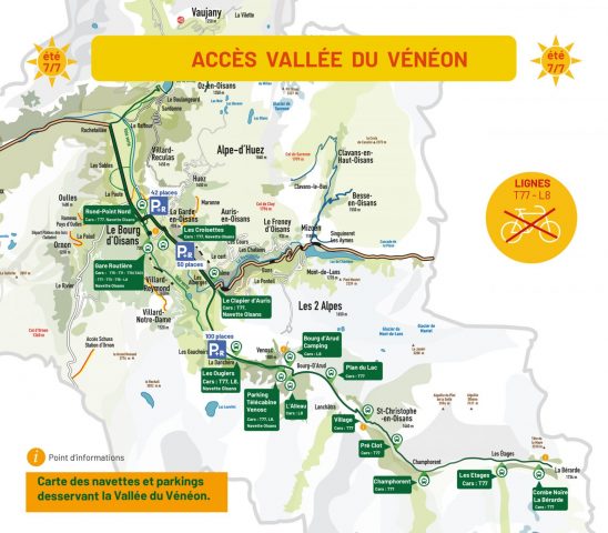 Plan arret navette Vénéon et Parkings
