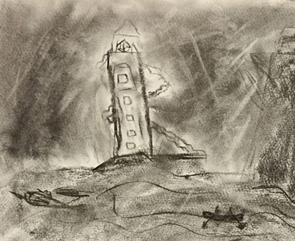 Un phare dans la nuit fusain les ateliers de flo.jpg