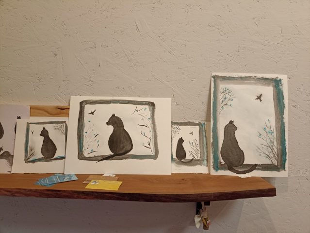 l&rsquo;oiseau et le chat encre lesateliersdeflo