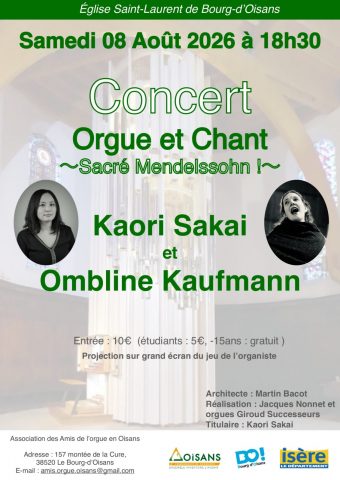 Concert orgue et chant – Sacré Mendelssohn ! -_Le Bourg-d&rsquo;Oisans